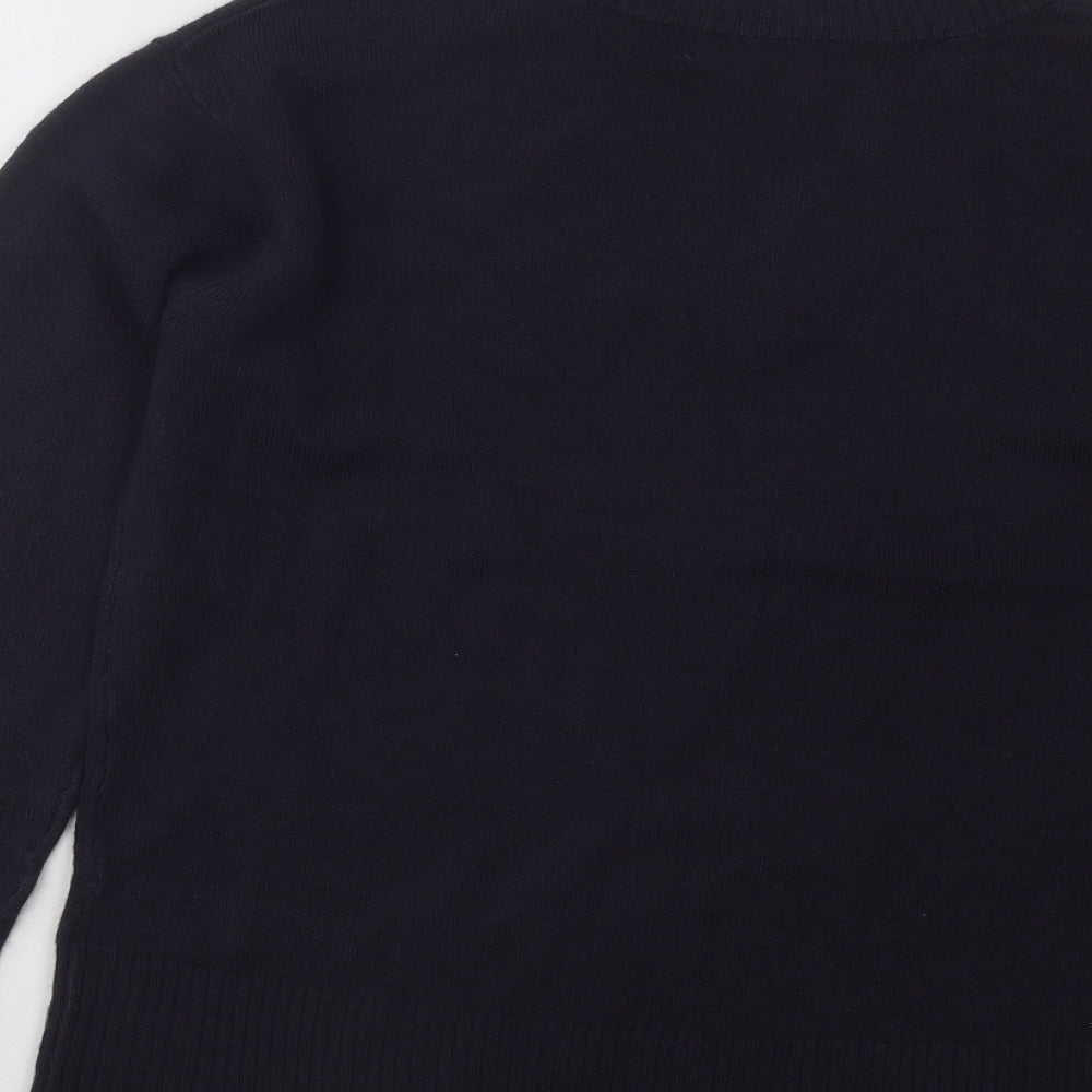 Marks & Spencer Womens Blue V-Neck Acrylic Pullover Jumper Size 8