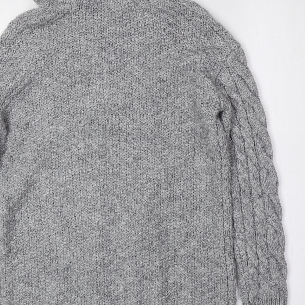 Heritage Mens Grey Crew Neck Acrylic Pullover Jumper Size S