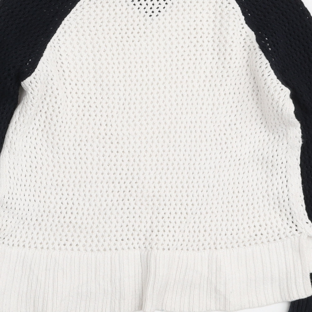 Topshop Womens White Round Neck Cotton Pullover Jumper Size 8