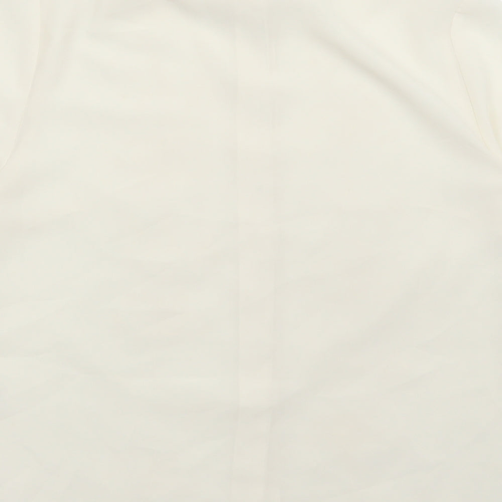 FOSBY Womens Ivory Polyester Basic Button-Up Size 14 Collared
