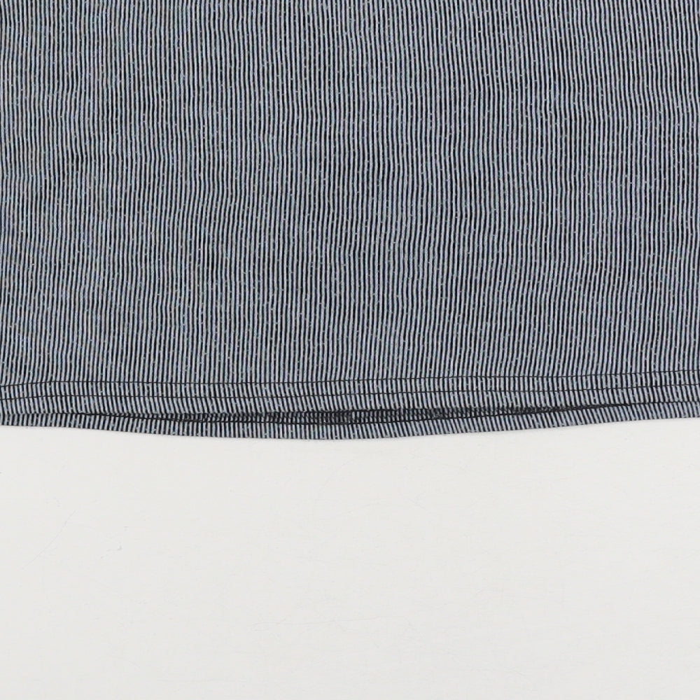 Nasty Gal Womens Blue Striped Polyester Pullover Sweatshirt Size 10 Pullover - Cropped