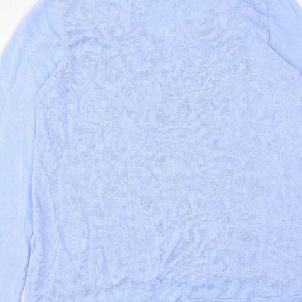 Marks & Spencer Womens Blue V-Neck Viscose Pullover Jumper Size 8