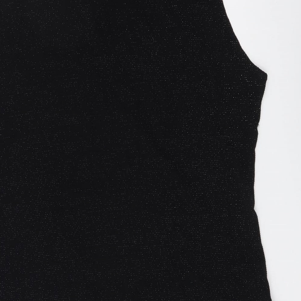 Sky Design Womens Black Polyester Basic Tank Size M High Neck
