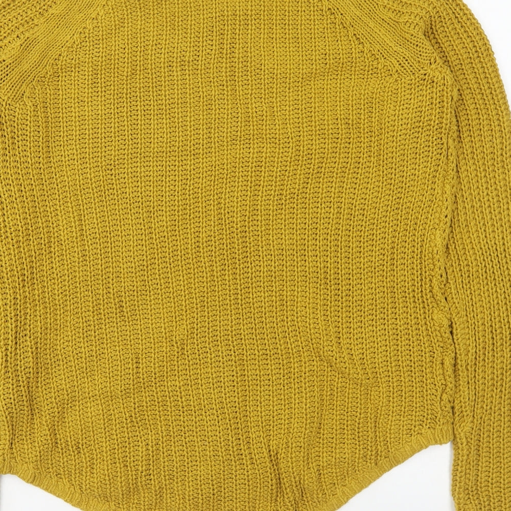 H&M Womens Yellow Round Neck Cotton Pullover Jumper Size S