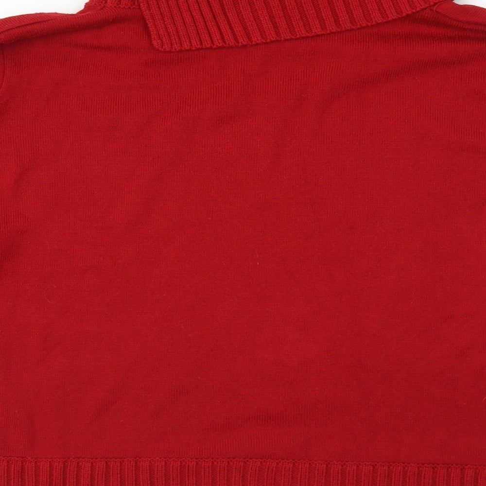 Bonmarché Womens Red Roll Neck Acrylic Pullover Jumper Size L