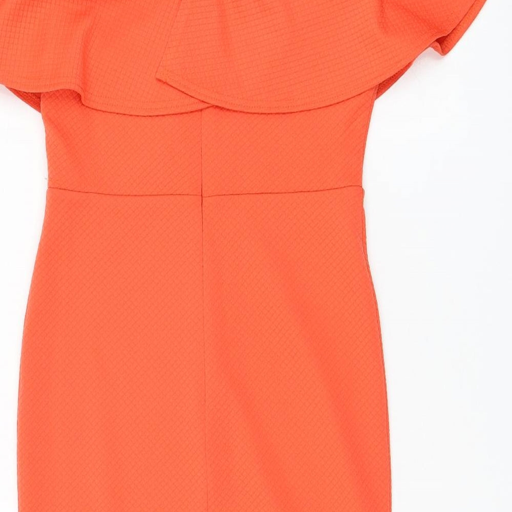 New Look Womens Red Polyester Bodycon Size 10 Boat Neck Zip