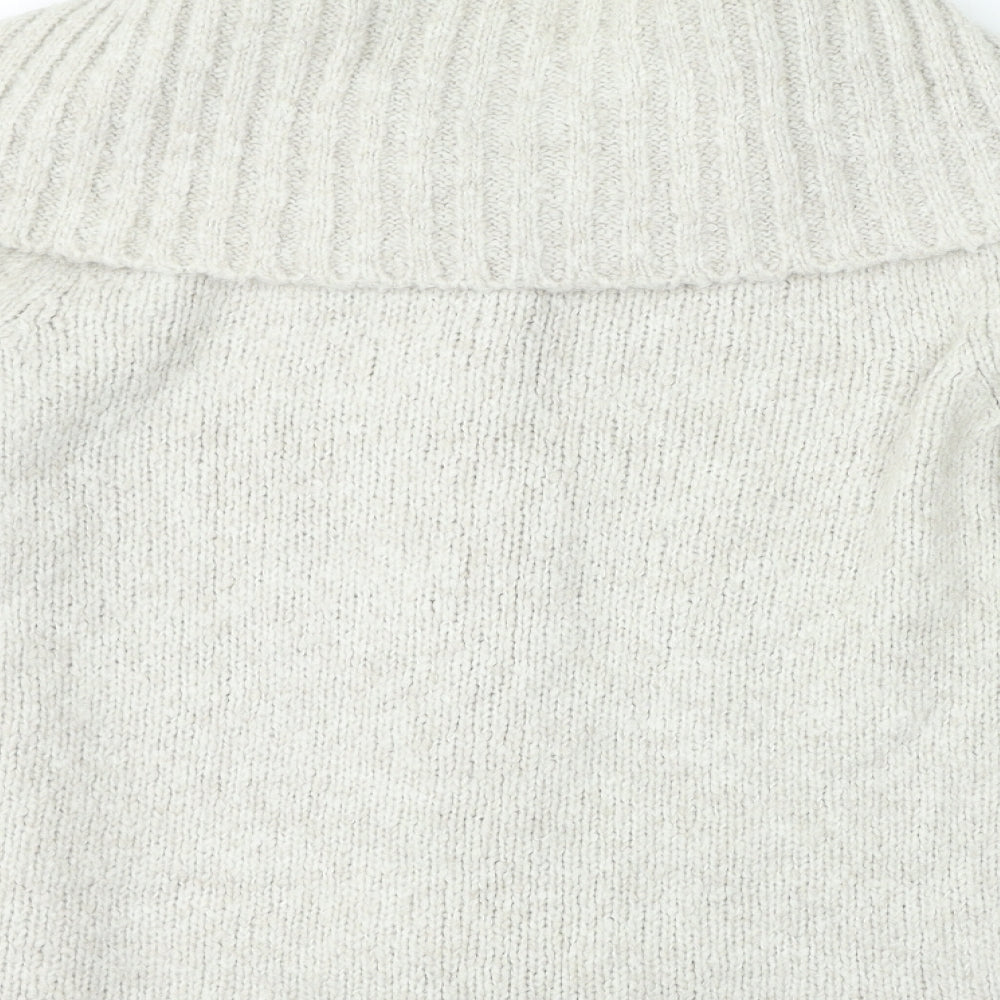 Moda Womens Beige V-Neck Acrylic Cardigan Jumper Size 14 - Snap Closure