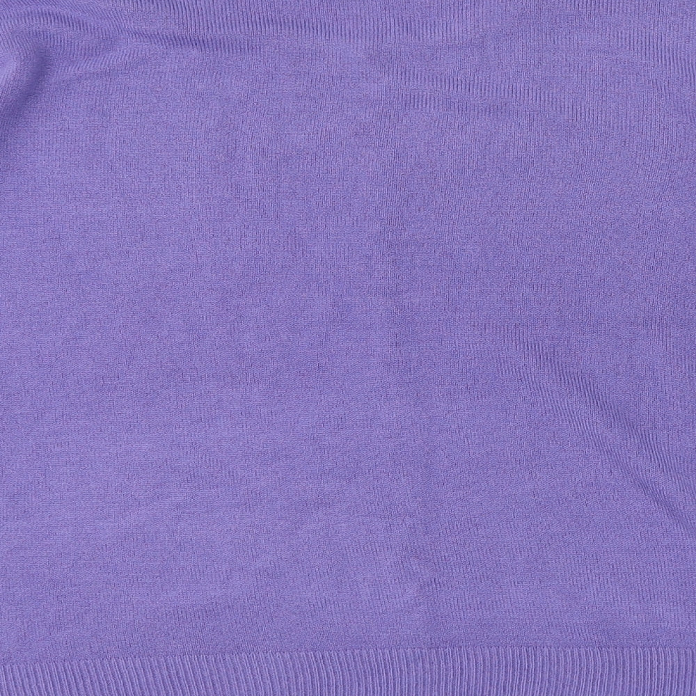 Debbie Morgan Womens Purple Round Neck Acrylic Pullover Jumper Size 2XL