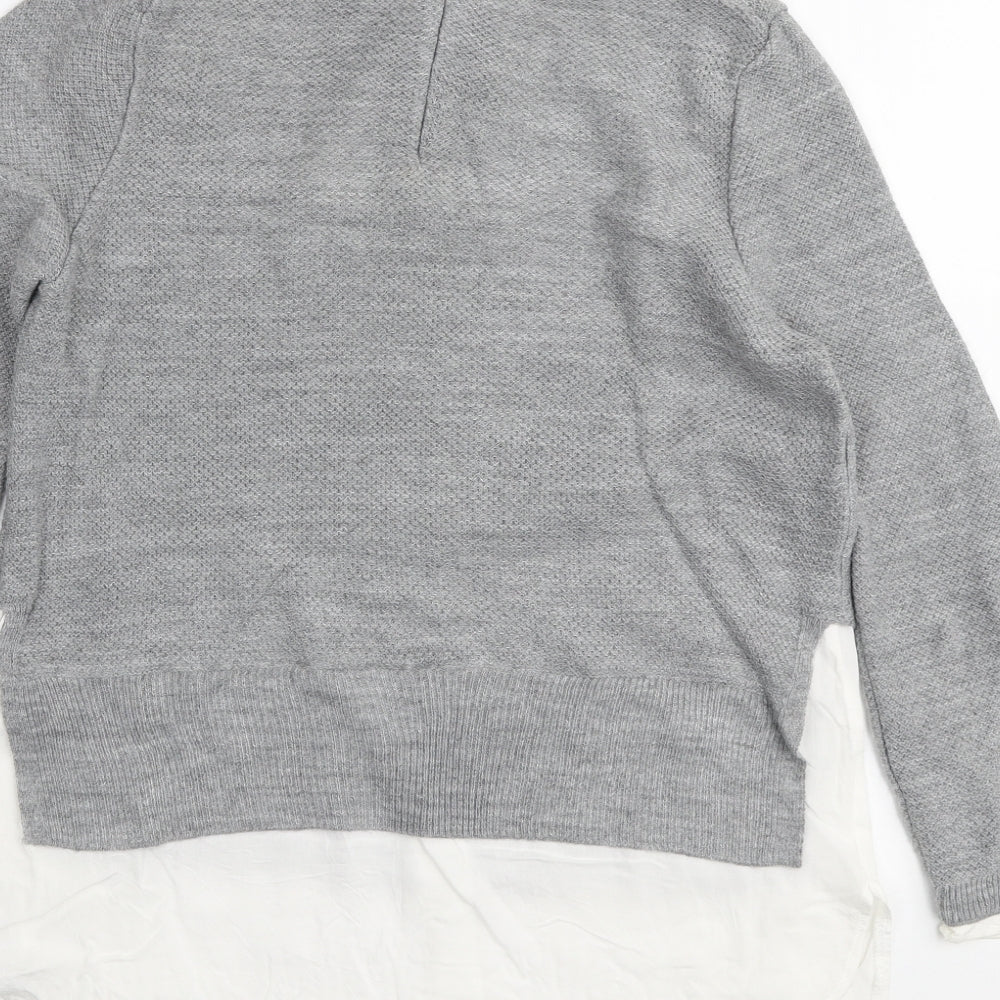 Topshop Womens Grey Collared Acrylic Pullover Jumper Size 8