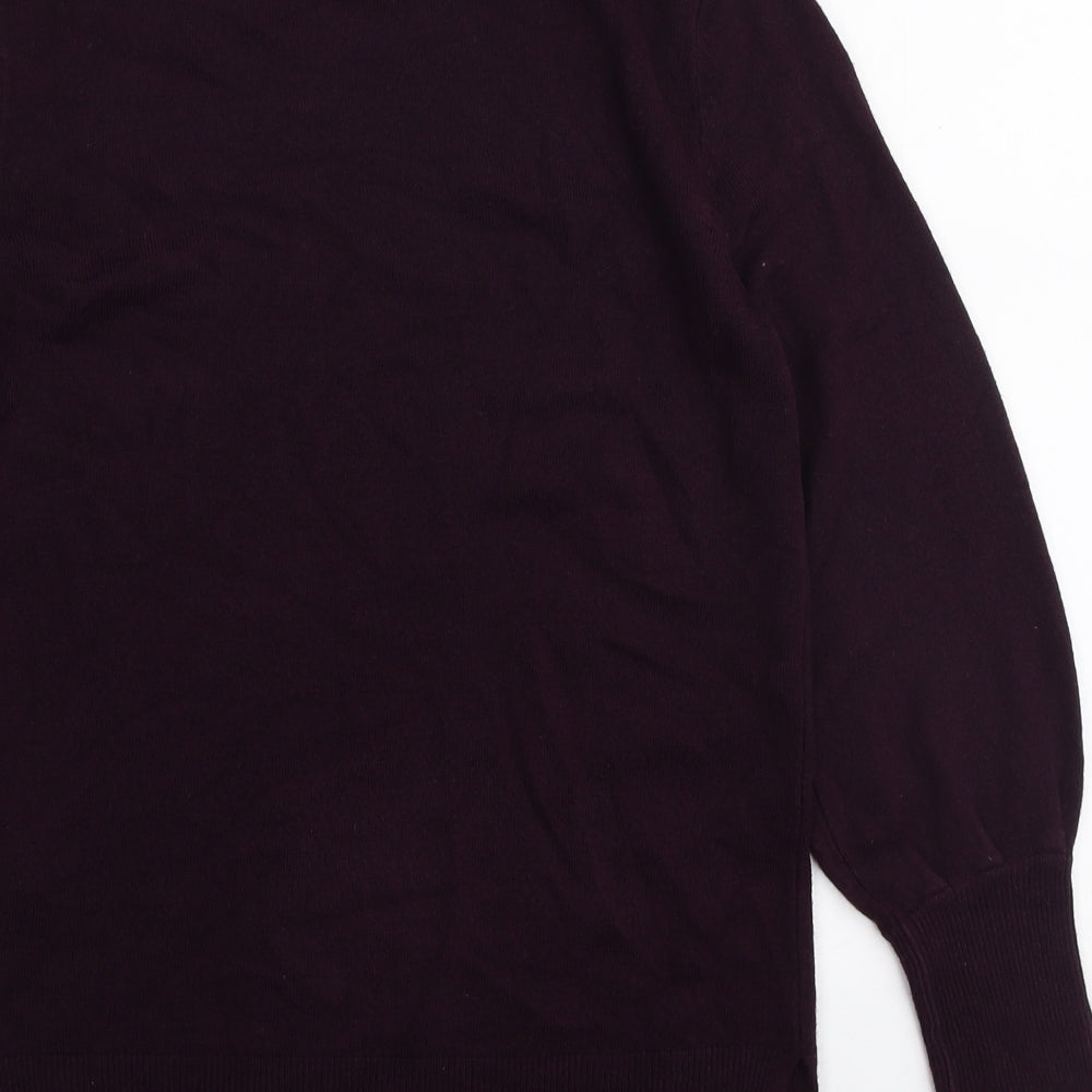 Marks & Spencer Womens Purple Mock Neck Acrylic Pullover Jumper Size S
