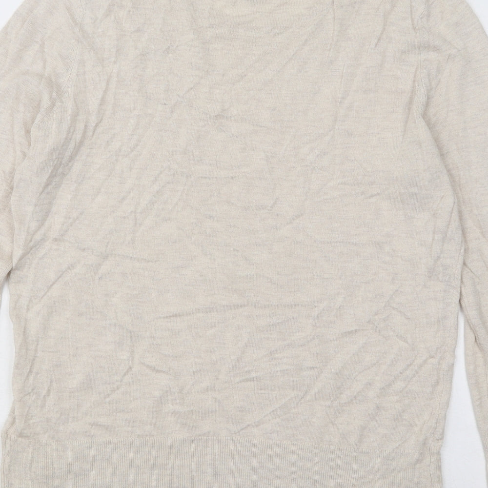 H&M Womens Beige Round Neck Viscose Pullover Jumper Size L