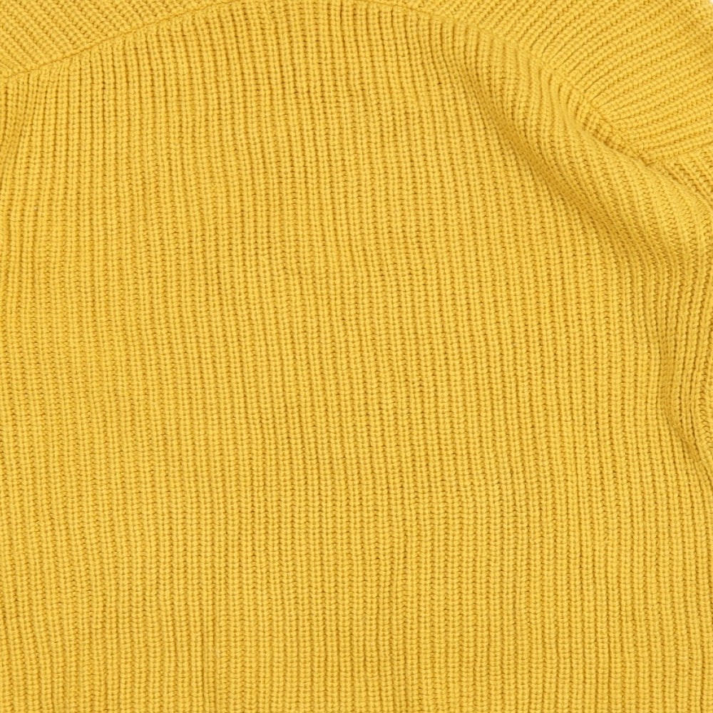 New Look Womens Yellow V-Neck Acrylic Pullover Jumper Size S