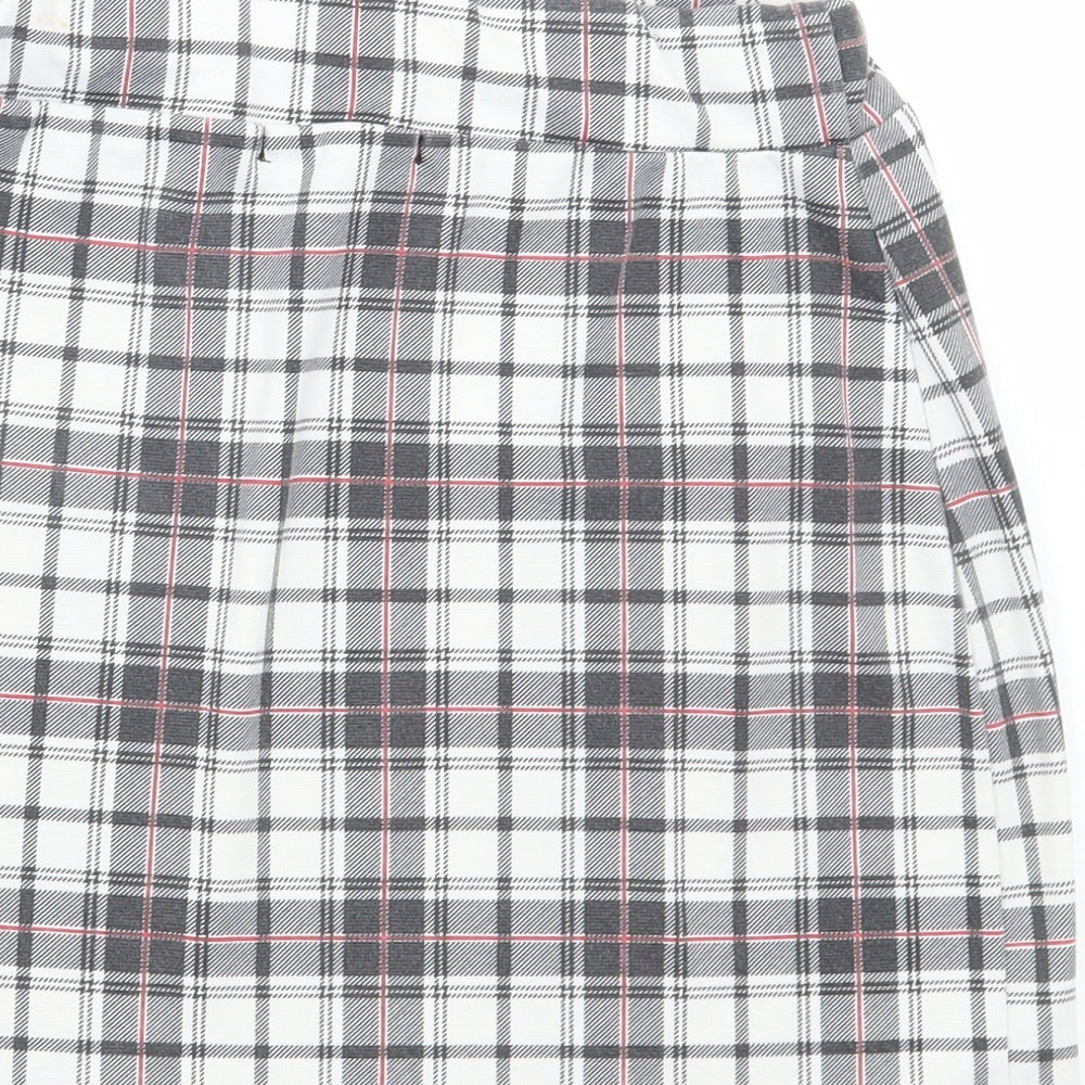 Lasula Womens Grey Plaid Polyester Mini Skirt Size 8