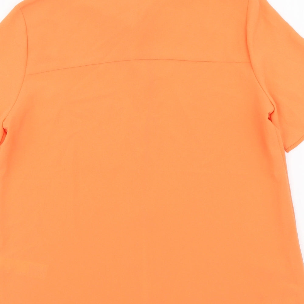 Marks & Spencer Womens Orange Polyester Basic Button-Up Size 8 Collared