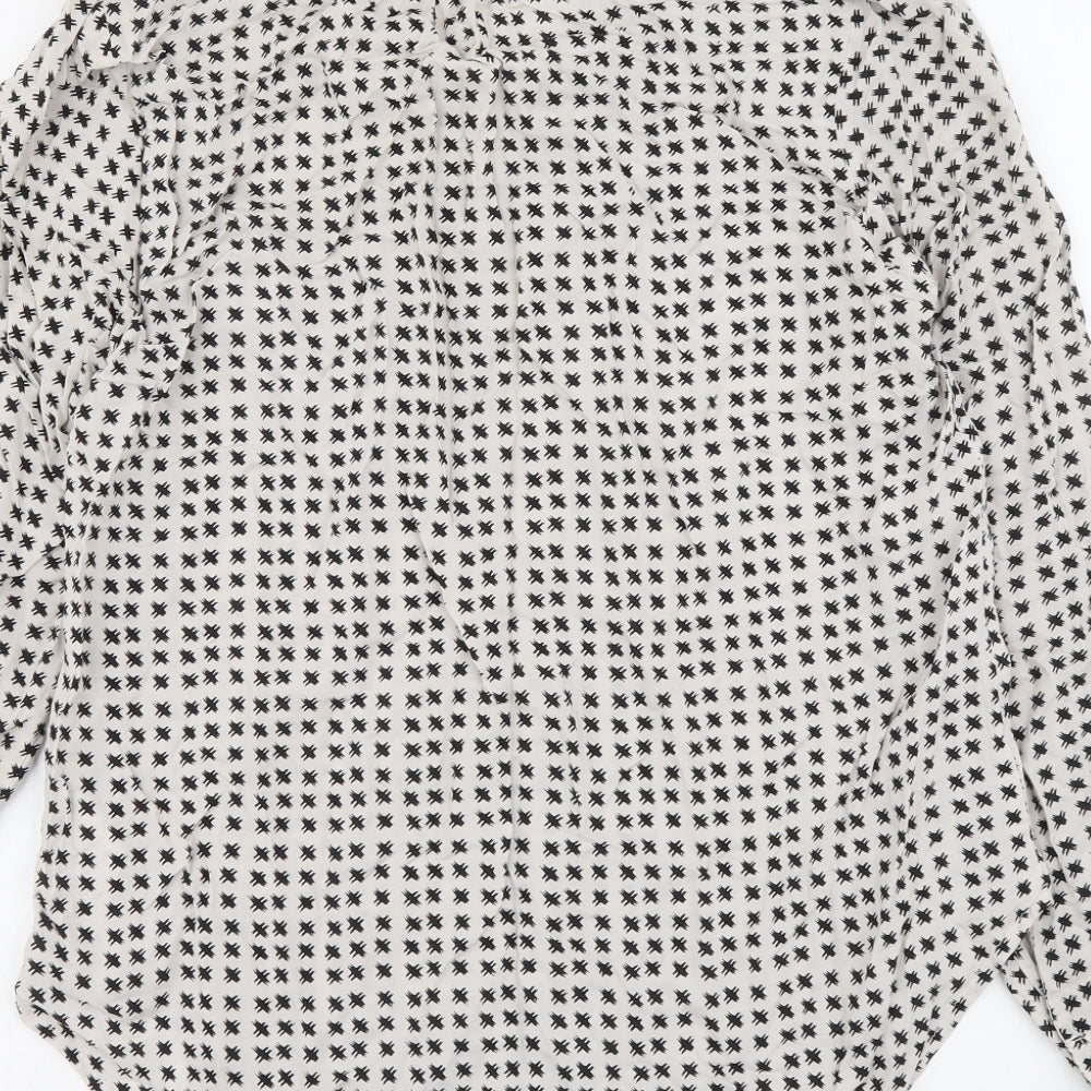 Velvet Womens Grey Geometric Viscose Basic Blouse Size M V-Neck