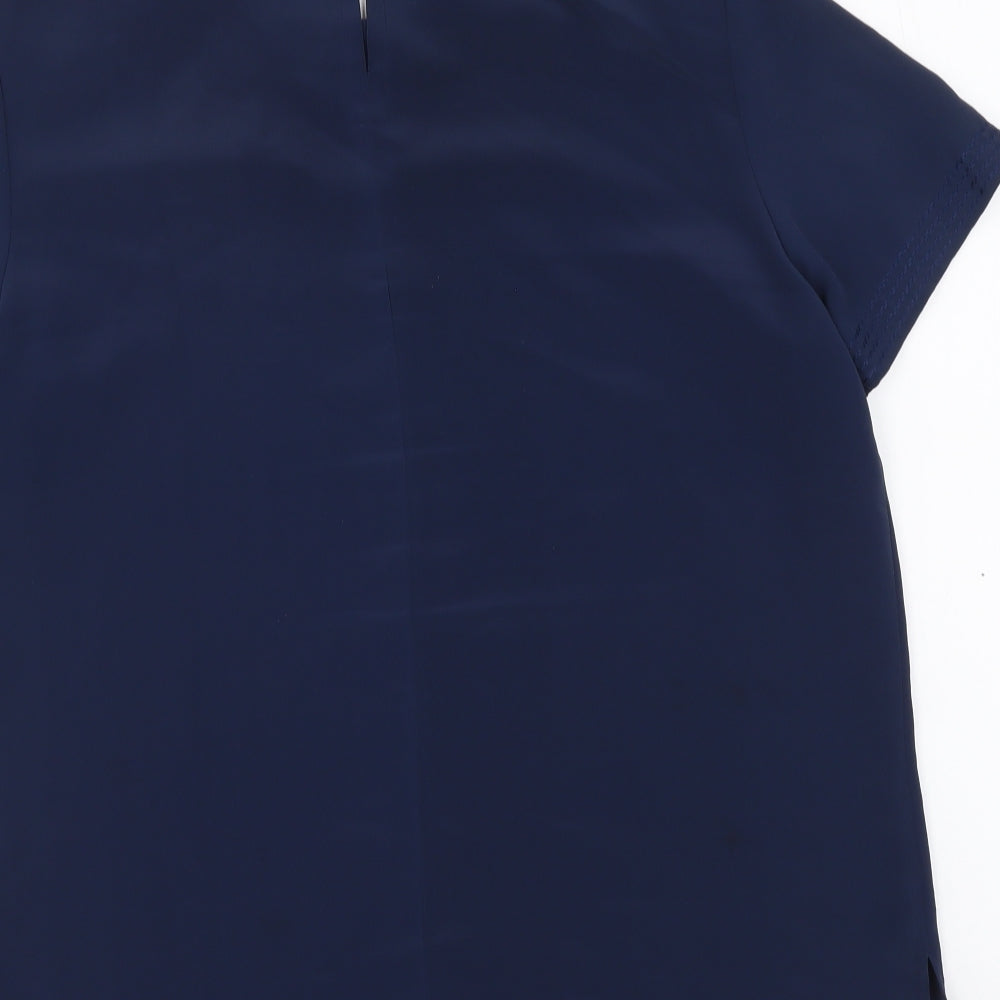 Canada Womens Blue Polyester Basic Blouse Size M Round Neck