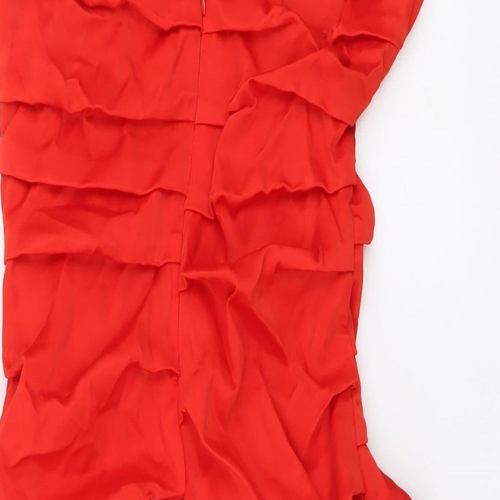 Zara Womens Red Polyester Mini Size S Off the Shoulder Zip