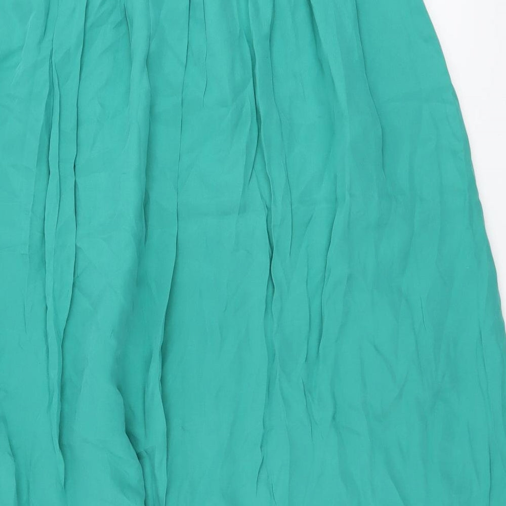 Sixth Sense Womens Green Polyester A-Line Skirt Size 14 Drawstring