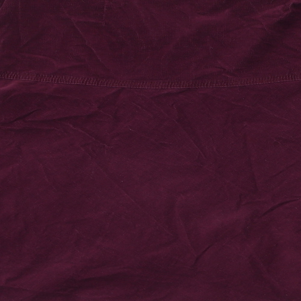 Marks & Spencer Womens Purple Cotton Skater Skirt Size 10 Zip