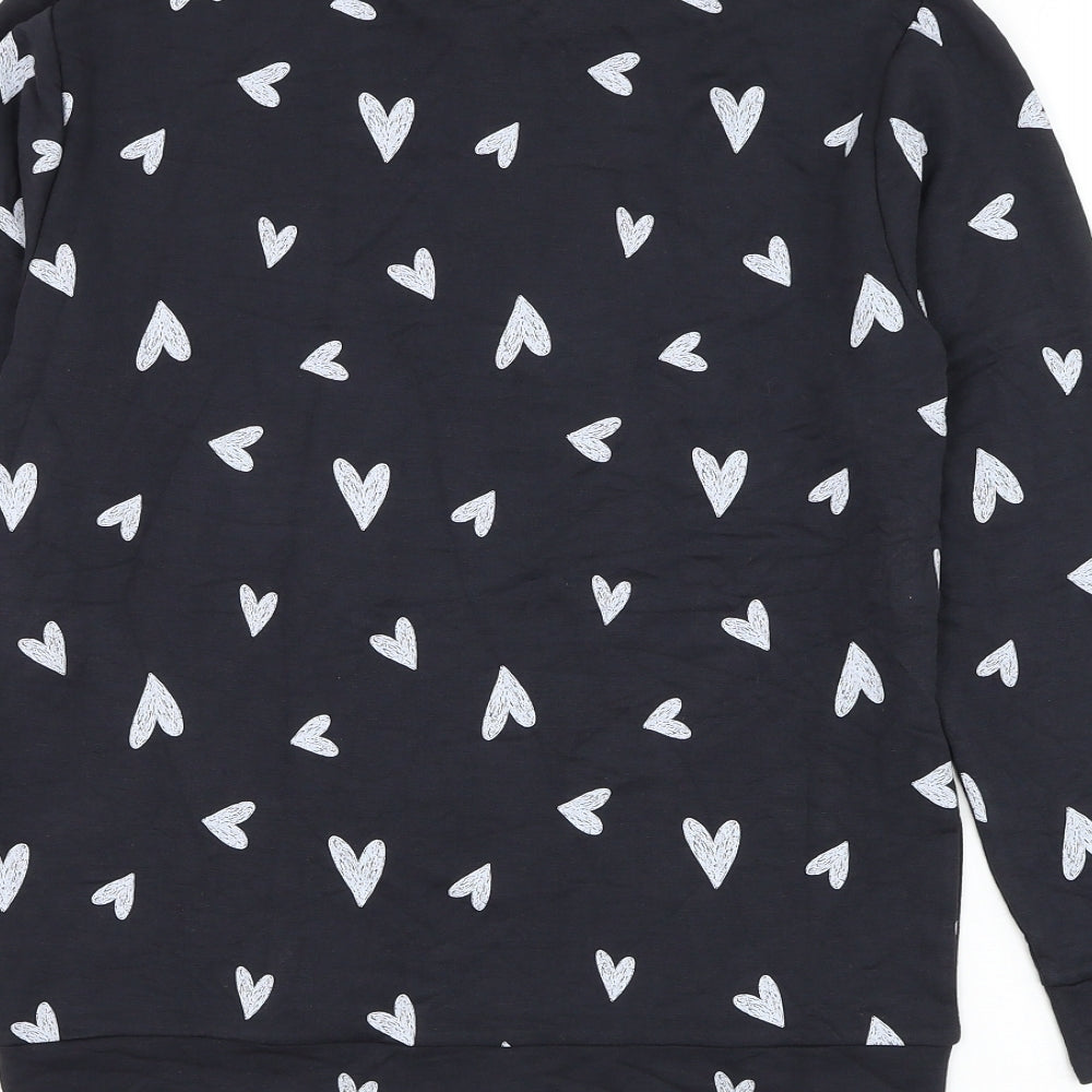 Marks & Spencer Girls Black Geometric Viscose Pullover Sweatshirt Size 11-12 Years Pullover - Heart