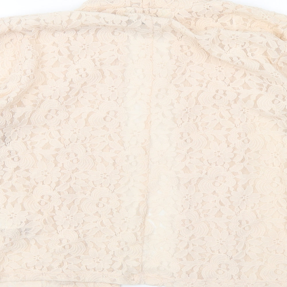 Miss Selfridge Womens Ivory V-Neck Nylon Cardigan Jumper Size 14