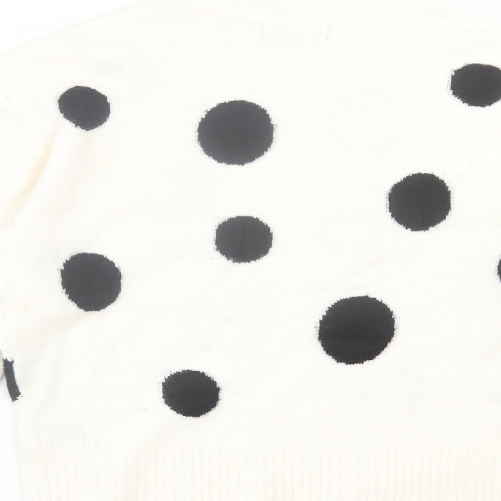 Marks & Spencer Womens White Crew Neck Polka Dot Acrylic Pullover Jumper Size M