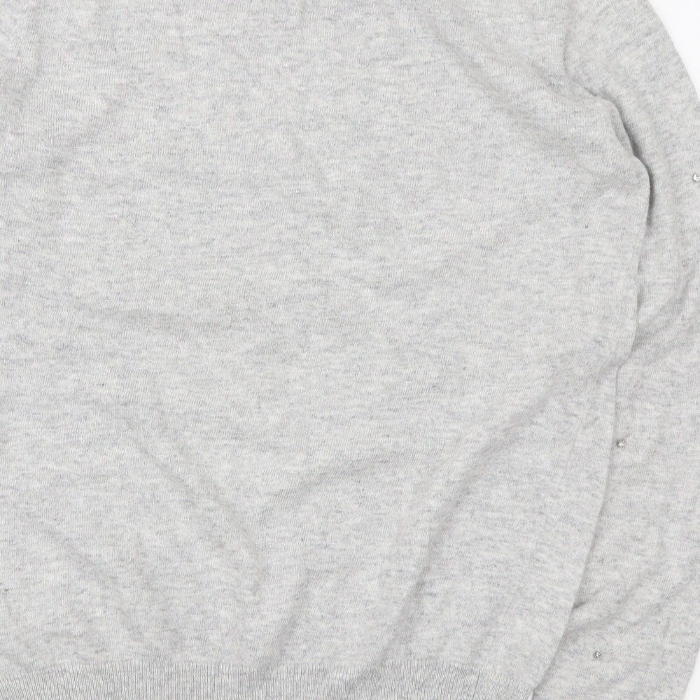 Sweewe Womens Grey Round Neck Viscose Pullover Jumper Size M