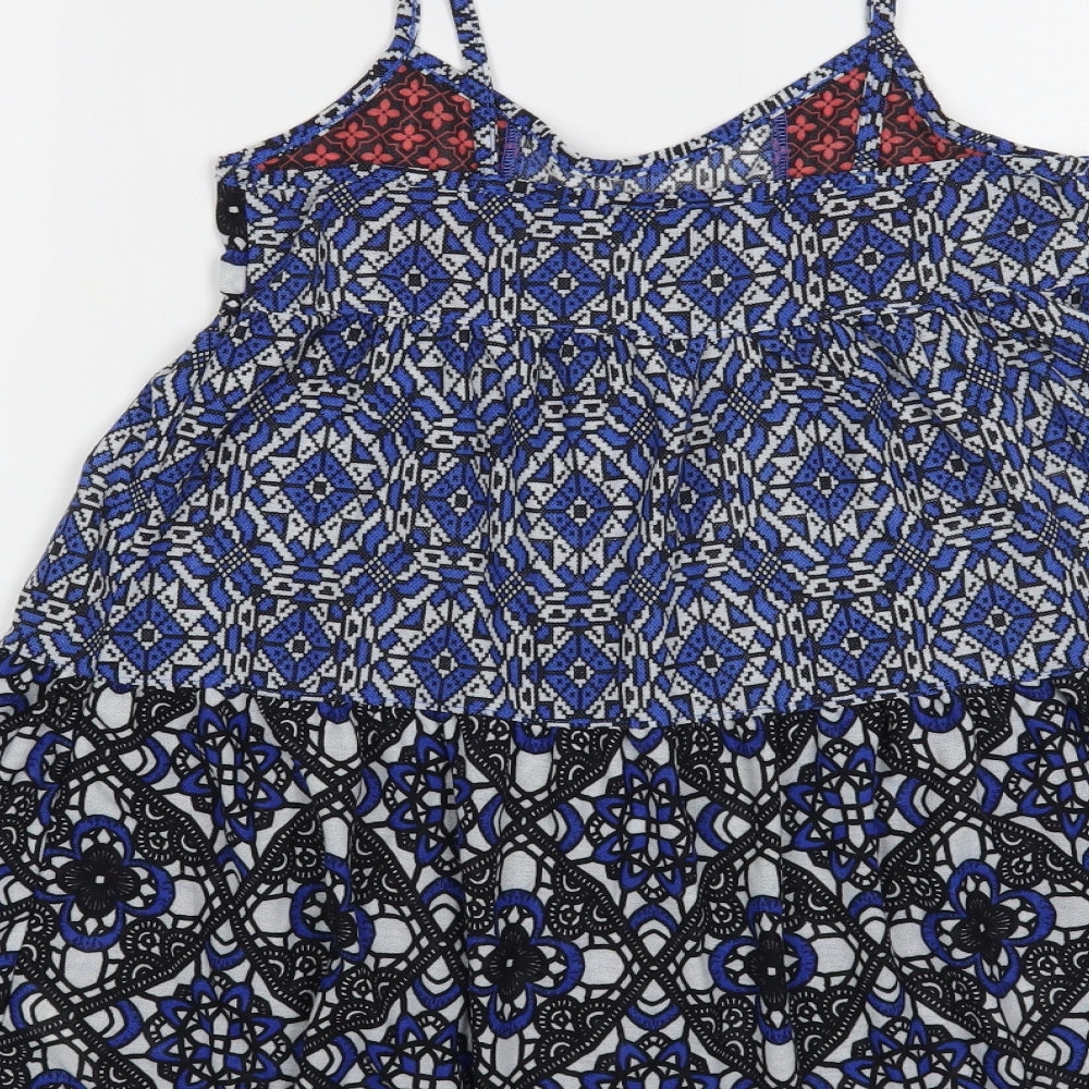 Topshop Womens Multicoloured Geometric Polyester Camisole Blouse Size 6 V-Neck