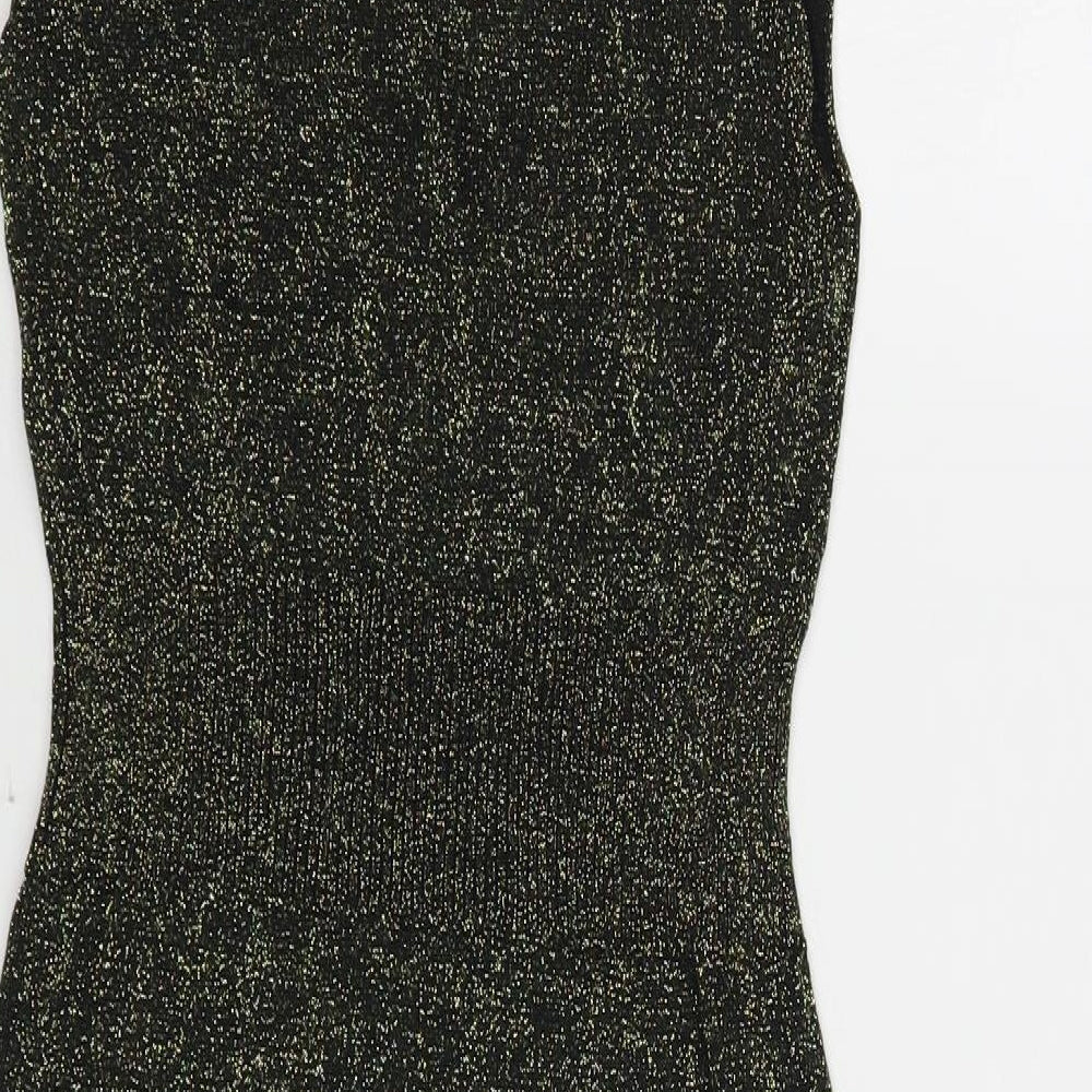 Miss Barbara Womens Black Polyester A-Line Size S Scoop Neck Pullover