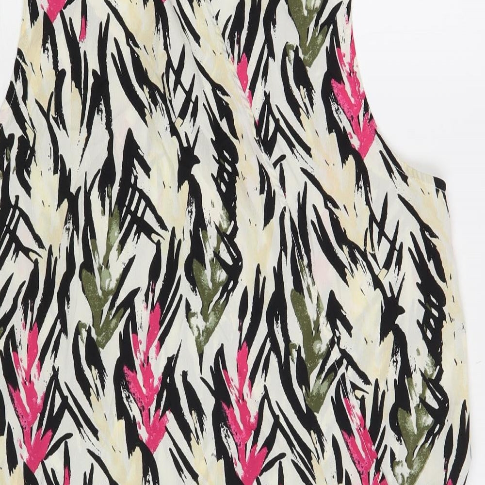 VILA Womens Multicoloured Geometric Polyester Basic Blouse Size S Scoop Neck