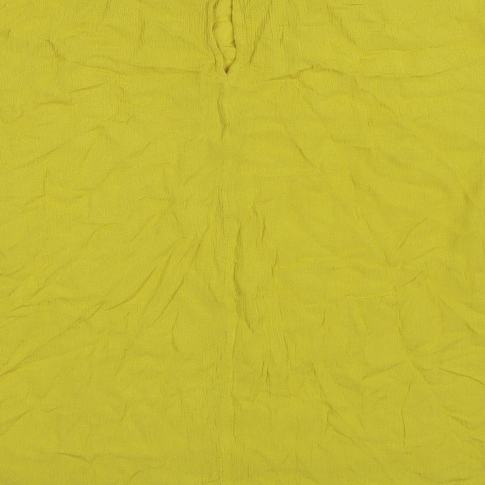 NEXT Womens Yellow Viscose Basic Blouse Size 14 Round Neck