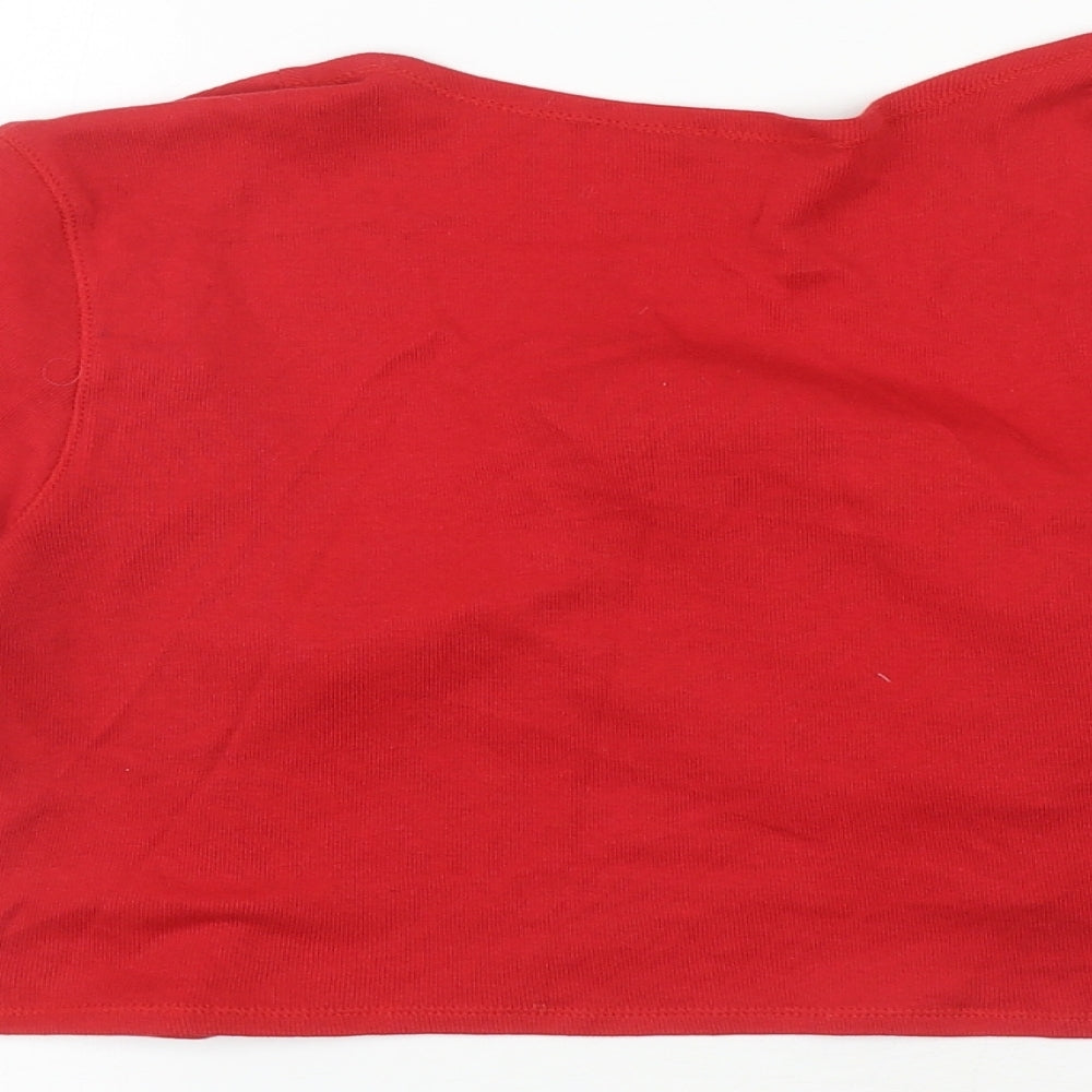 Marks & Spencer Womens Red 100% Cotton Wrap Sweatshirt Size 12 Tie