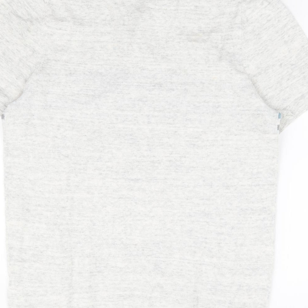 Marks & Spencer Mens Grey Collared Striped Cotton Pullover Jumper Size S