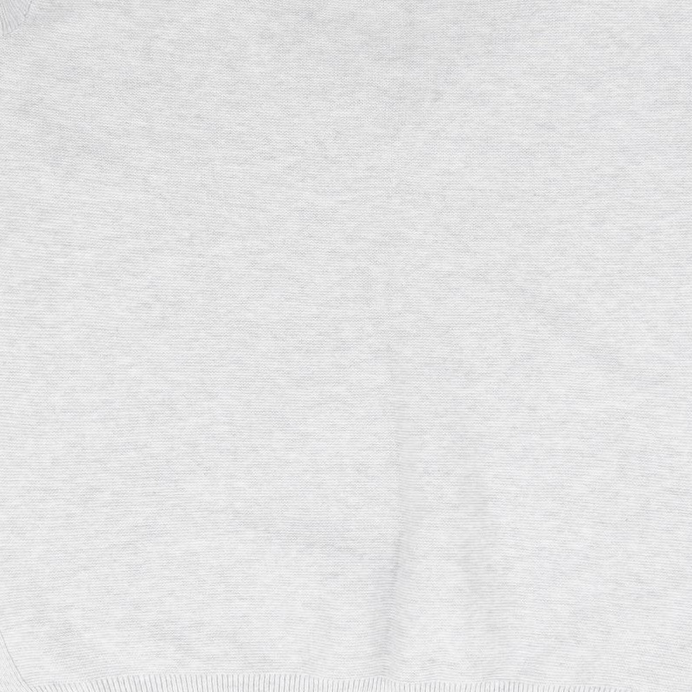 Dorothy Perkins Womens Grey V-Neck 100% Cotton Pullover Jumper Size 12 - Corset Tie Neck Detail