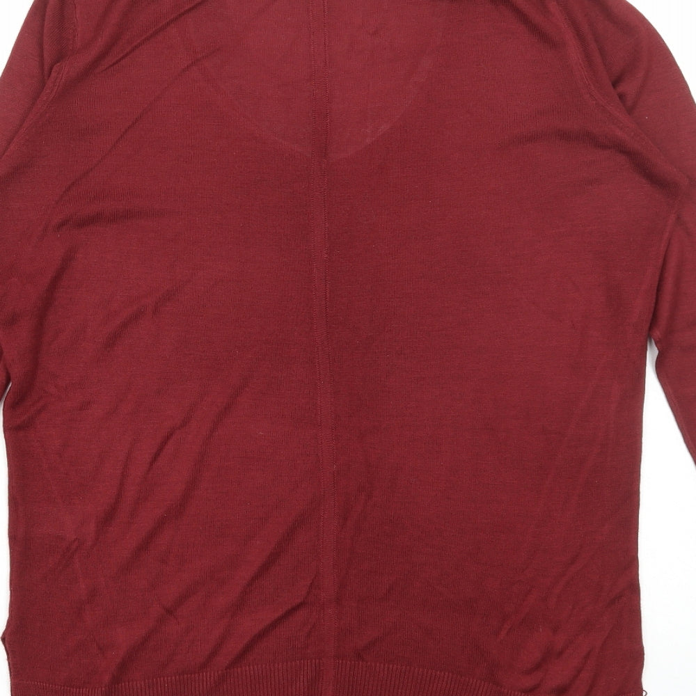 NEXT Womens Red V-Neck Viscose Pullover Jumper Size 10