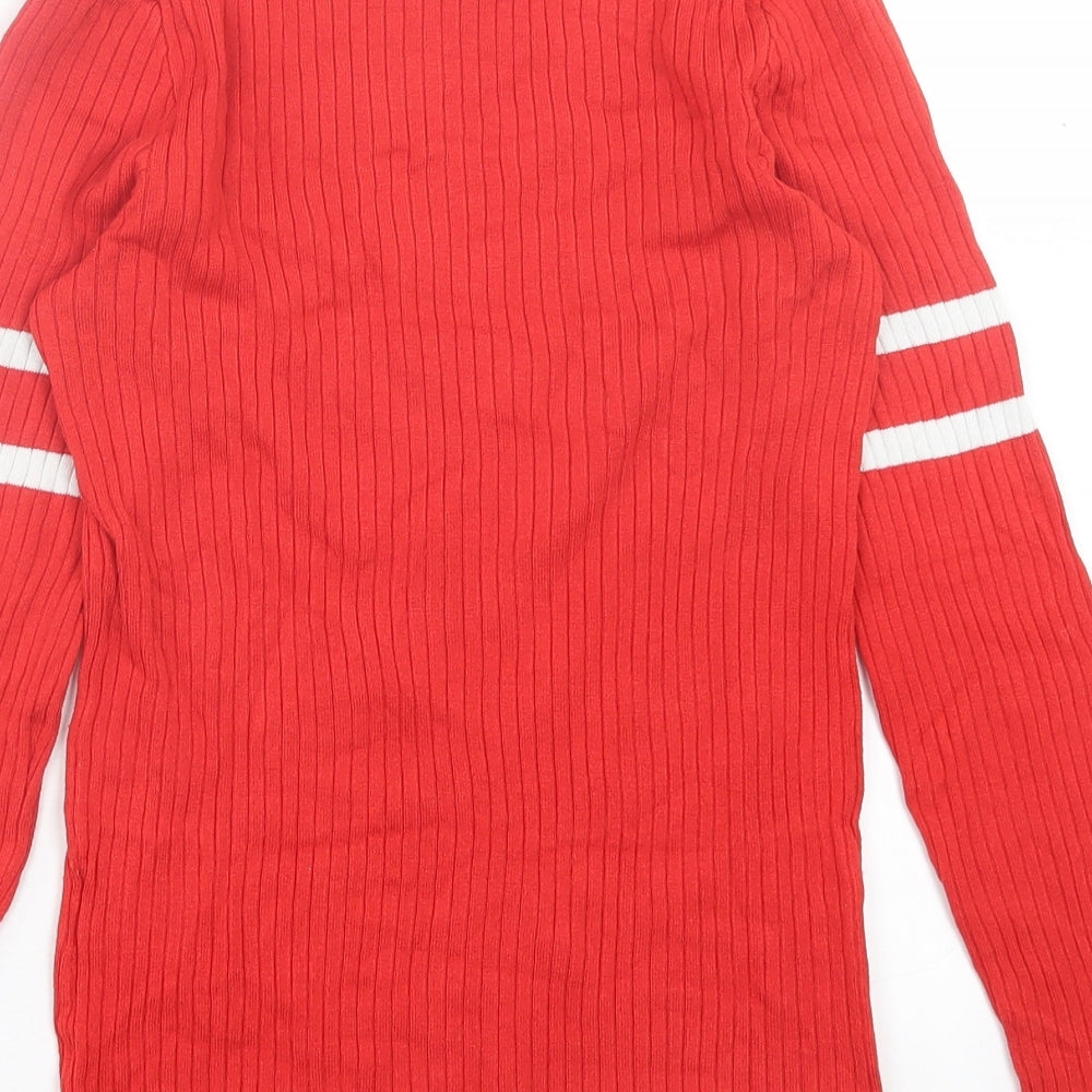 H&M Womens Red Crew Neck Acrylic Pullover Jumper Size S