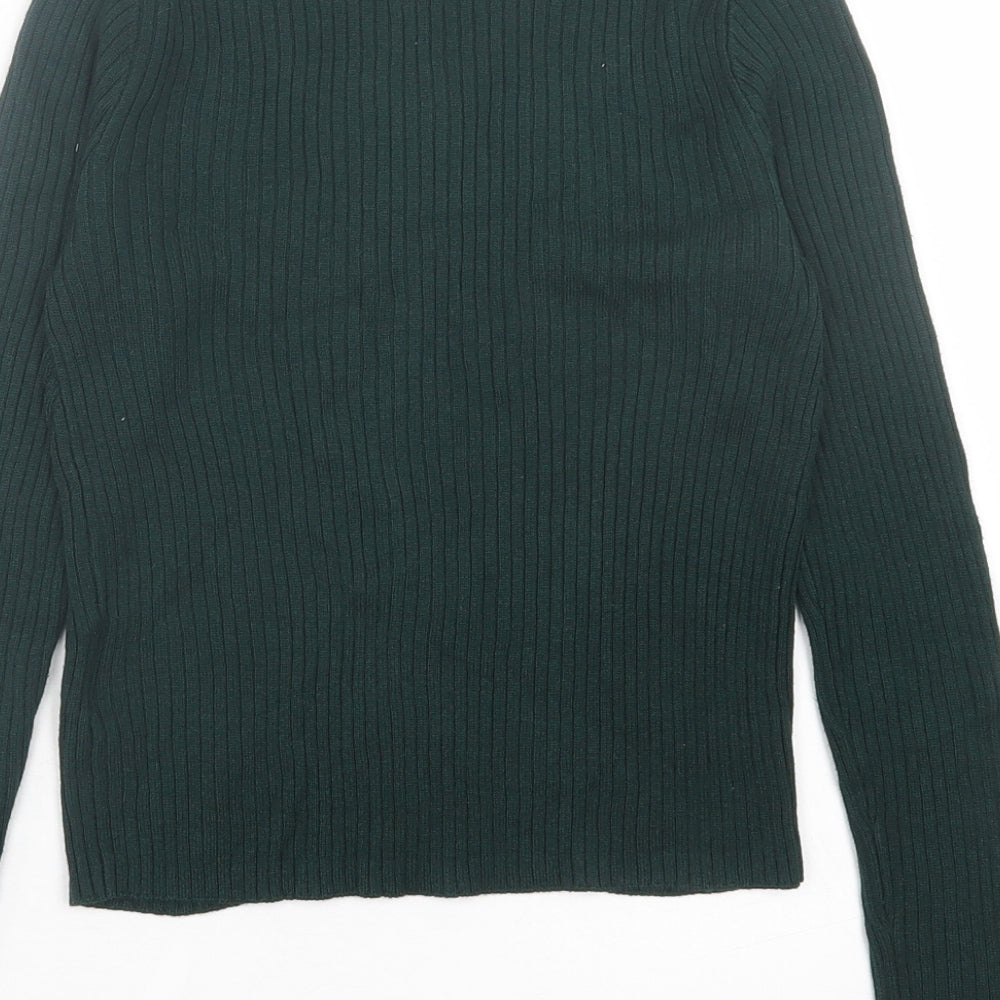 H&M Womens Green Crew Neck Acrylic Pullover Jumper Size S