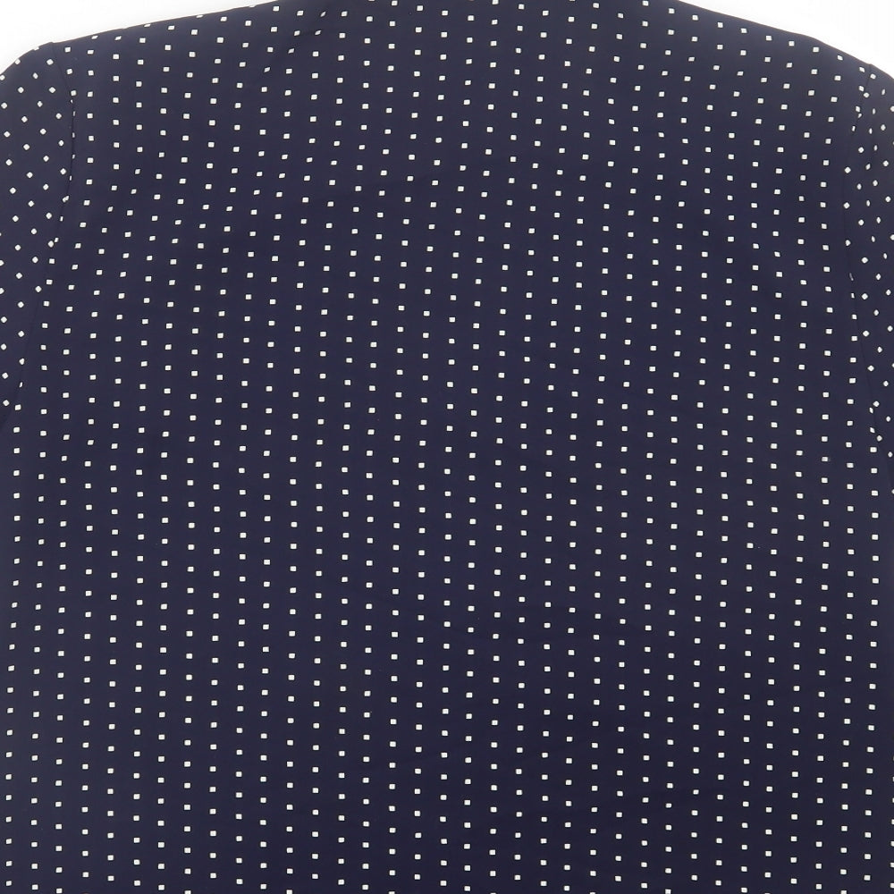 Principles Womens Blue Polka Dot Polyester Basic Button-Up Size 12 Collared