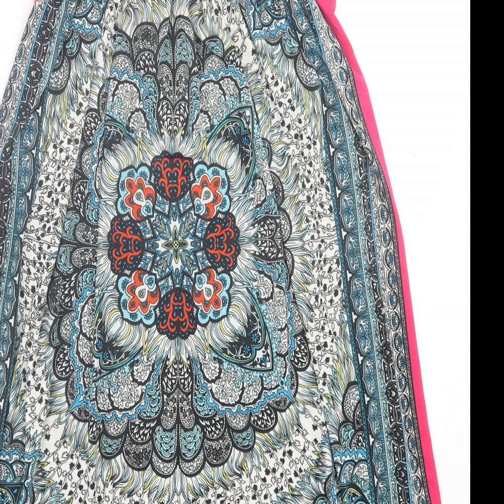 FRA-ITA Womens Pink Paisley Polyester A-Line Size S Off the Shoulder Pullover