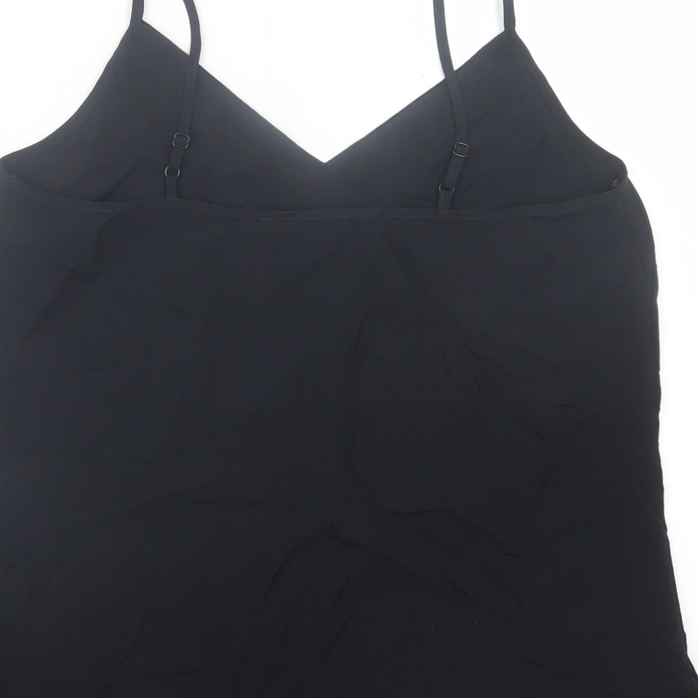 Marks & Spencer Womens Black Polyester Basic Tank Size 12 V-Neck