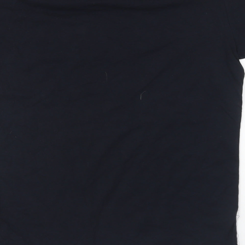 French Connection Womens Blue Cotton Basic T-Shirt Size S Round Neck