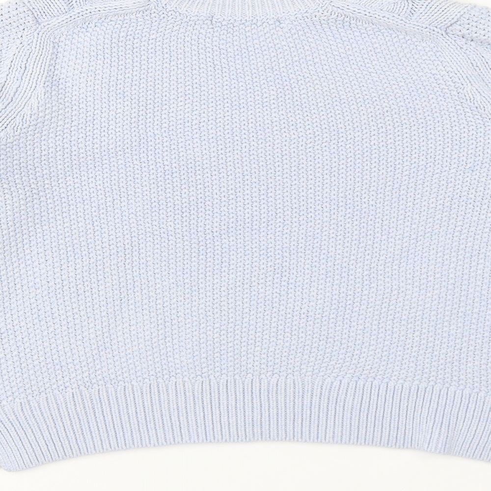 Marks & Spencer Womens Blue Round Neck Cotton Pullover Jumper Size 16