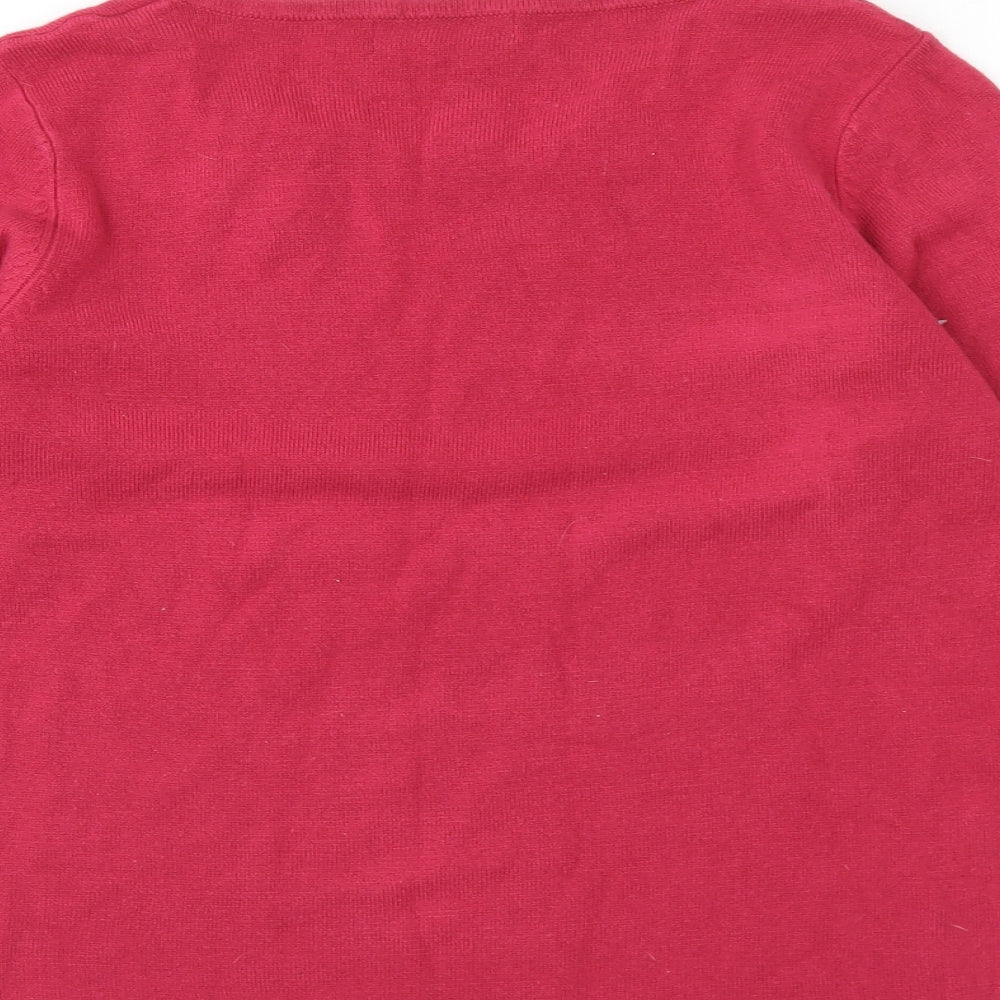 Alexara Womens Pink Round Neck Acrylic Pullover Jumper Size M