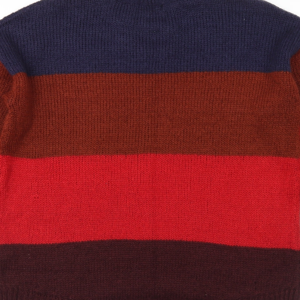New Look Womens Multicoloured Round Neck Acrylic Pullover Jumper Size S - Colour block.
