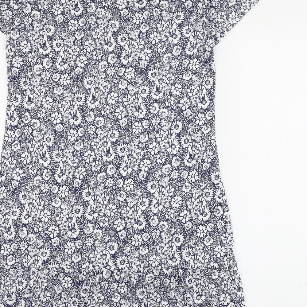 Marks & Spencer Womens Blue Floral Polyester Top Dress Size 8