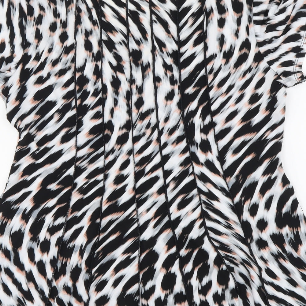 Preworn Womens Multicoloured Animal Print Polyester Basic T-Shirt Size S Round Neck