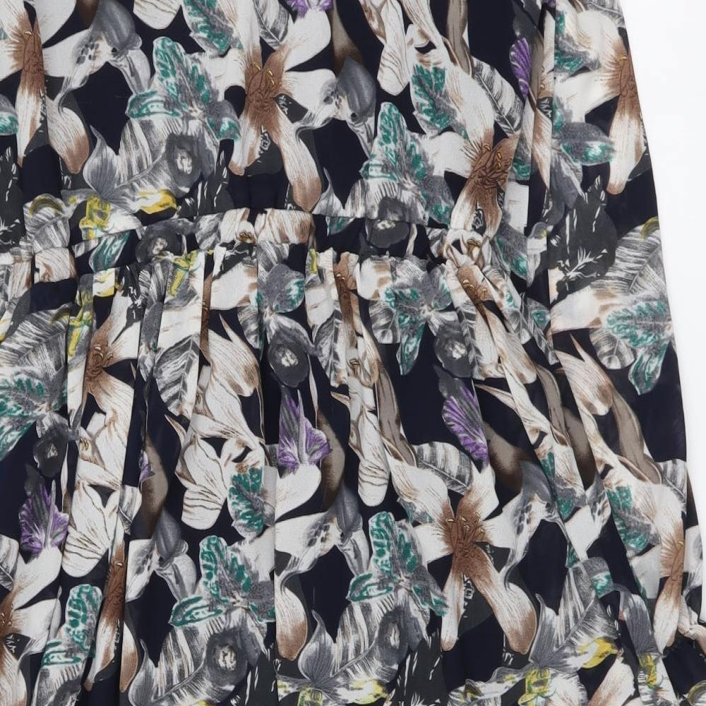Mela London Womens Multicoloured Floral Polyester A-Line Size 16 Round Neck Pullover