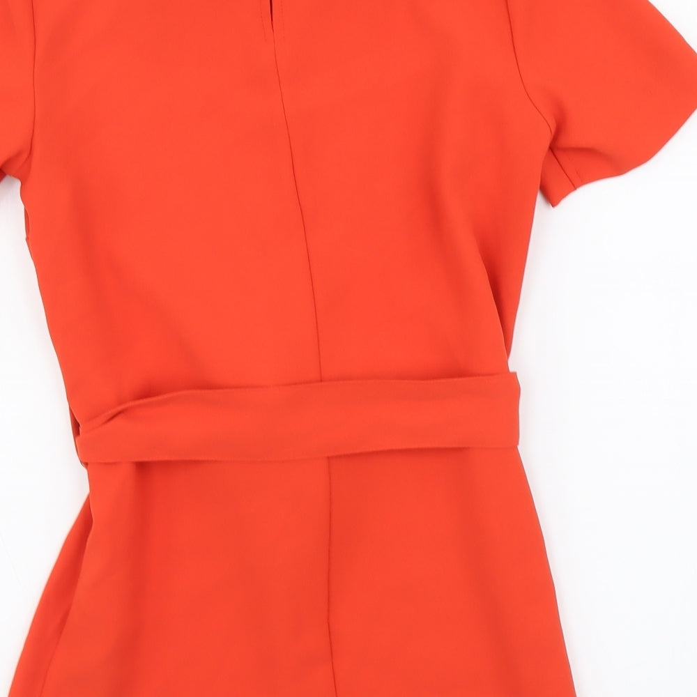 NEXT Womens Orange Polyester Basic Blouse Size 6 Round Neck