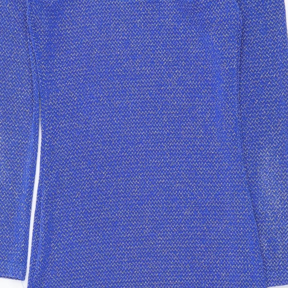 Atmosphere Womens Blue Nylon Bodycon Size 10 Round Neck Pullover