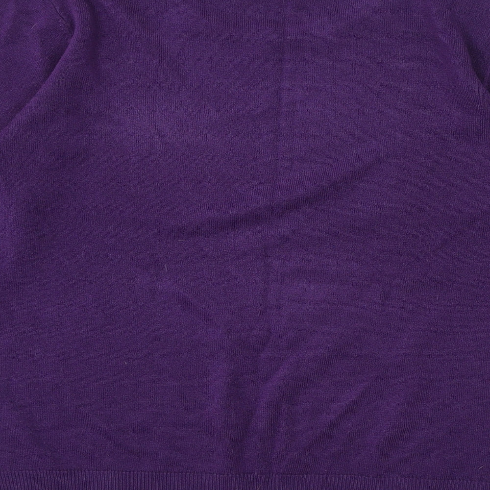 Simon Jeffrey Womens Purple Round Neck Acrylic Pullover Jumper Size L
